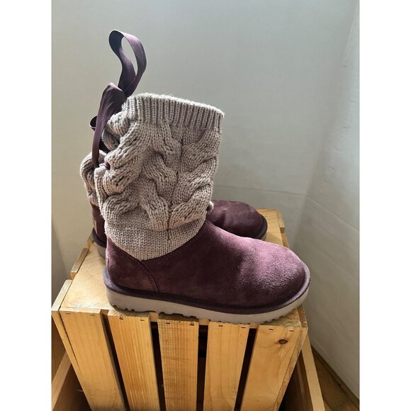 UGG Size 6 Cordovan Kiandra Chunky Cotton Knit Brushed Suede Lace Up Ankle Boots - Picture 8 of 16